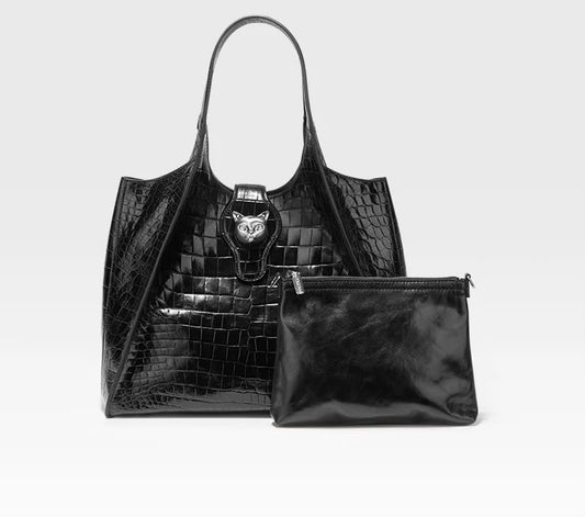 New 2026 Light Luxury Crocodile Pattern Genuine Leather women handbag.