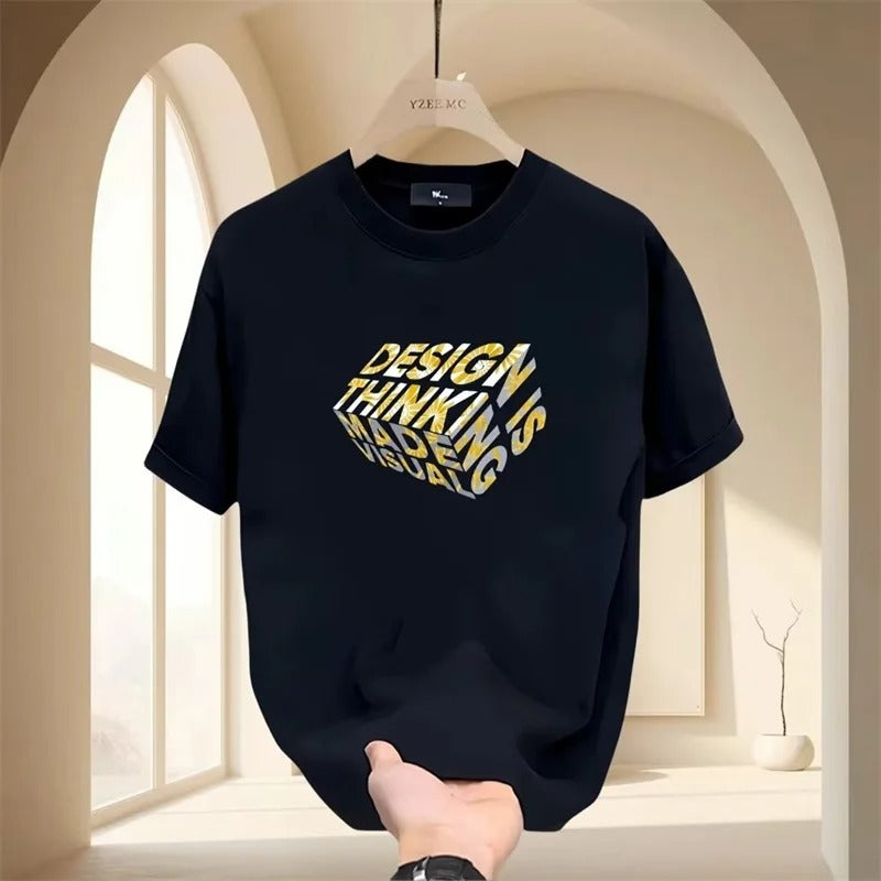 Summer Men's Y2k Letter Print Oversized T-Shirt