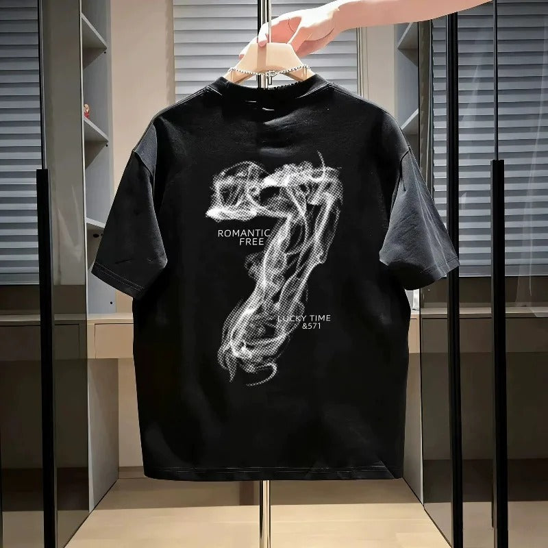 Men’s Fitted Cotton T-Shirt – Stylish Letter Print Casual Tee for Everyday wear
