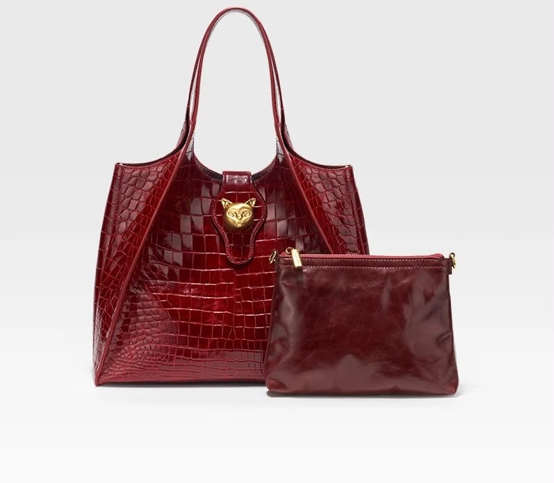 New 2026 Light Luxury Crocodile Pattern Genuine Leather women handbag.
