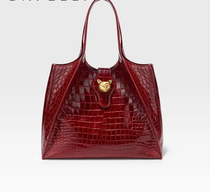 New 2026 Light Luxury Crocodile Pattern Genuine Leather women handbag.