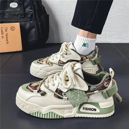 Men’s Summer Casual Canvas Sneakers – Thick Sole, Mixed Colors &amp; Everyday Comfort