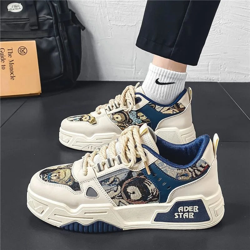 Men’s Summer Casual Canvas Sneakers – Thick Sole, Mixed Colors &amp; Everyday Comfort
