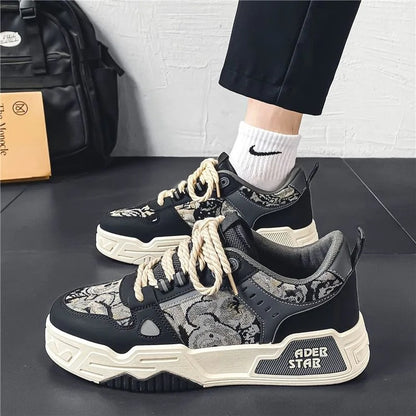 Men’s Summer Casual Canvas Sneakers – Thick Sole, Mixed Colors &amp; Everyday Comfort
