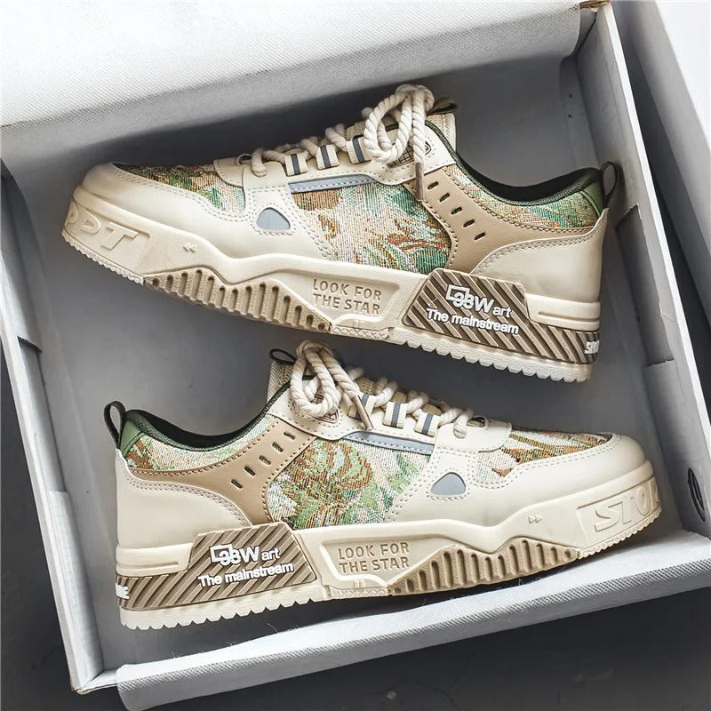 Men’s Summer Casual Canvas Sneakers – Thick Sole, Mixed Colors &amp; Everyday Comfort