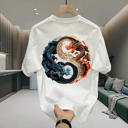 Men’s Loong Dragon Print Cotton T-Shirt – Casual Summer Fashion