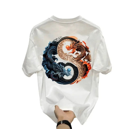 Men’s Loong Dragon Print Cotton T-Shirt – Casual Summer Fashion