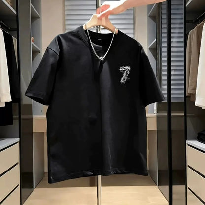 Men’s Fitted Cotton T-Shirt – Stylish Letter Print Casual Tee for Everyday wear