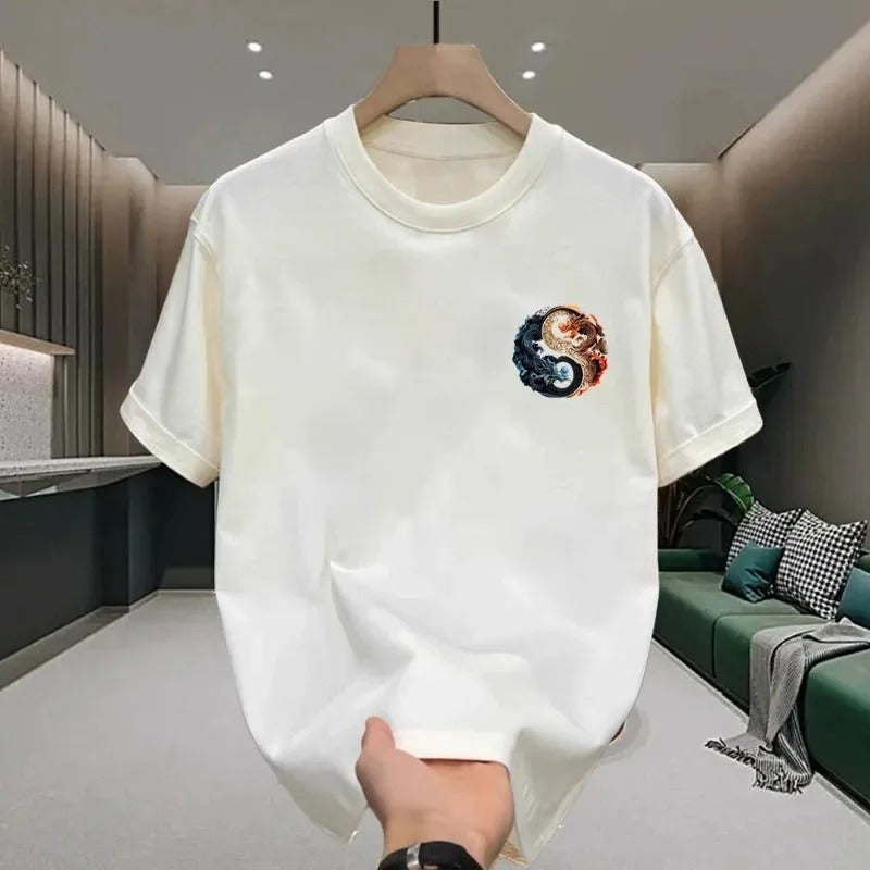 Men’s Loong Dragon Print Cotton T-Shirt – Casual Summer Fashion