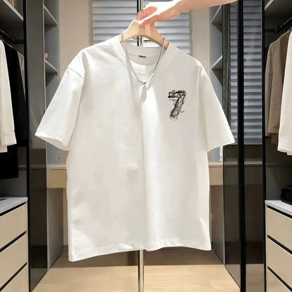 Men’s Fitted Cotton T-Shirt – Stylish Letter Print Casual Tee for Everyday wear