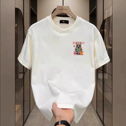 Men's Cotton Fitted Anime Bear Graphic T-Shirt