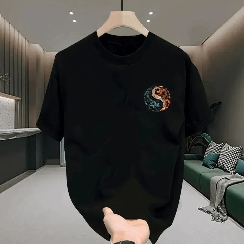 Men’s Loong Dragon Print Cotton T-Shirt – Casual Summer Fashion