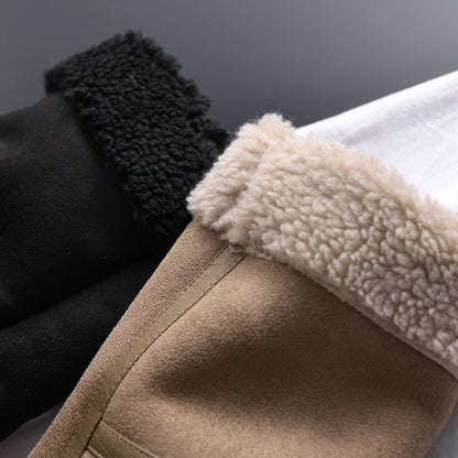 2026 Women’s Winter Suede Lamb Jacket – Thick Warm Faux Shearling Motorcycle Coat