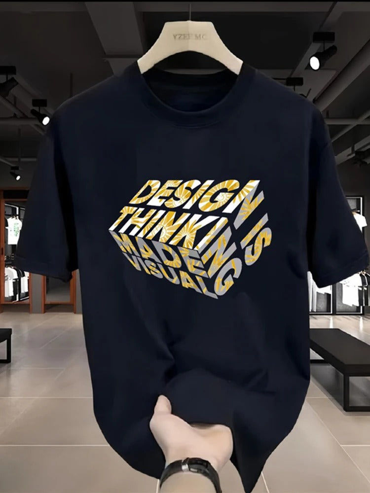 Summer Men's Y2k Letter Print Oversized T-Shirt
