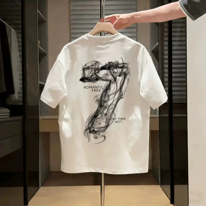 Men’s Fitted Cotton T-Shirt – Stylish Letter Print Casual Tee for Everyday wear